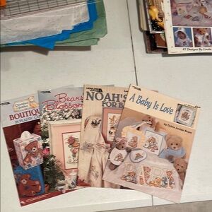 Cherished Teddies Boutiques in Plastic Canvas - Red and Brown Designs